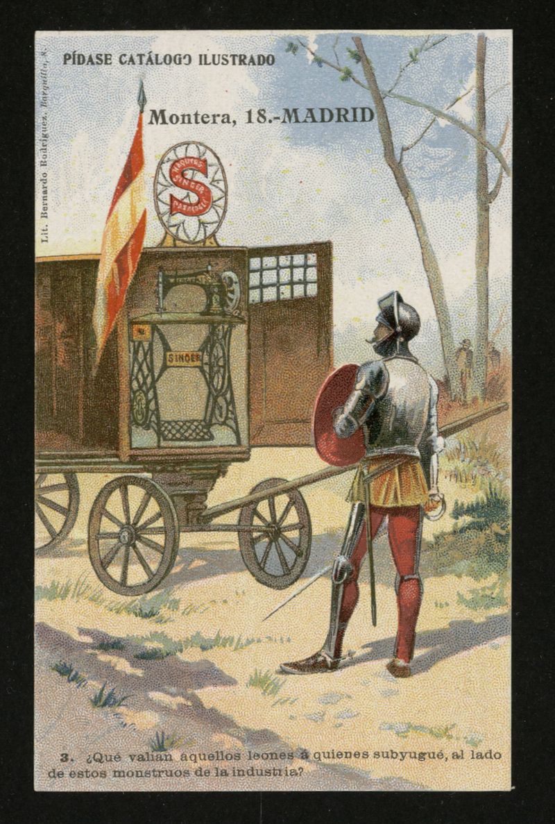 Don Quijote de la Mancha : Tarjetas postales hechas para anuncio de la Casa Singer de máquinas de coser (3)