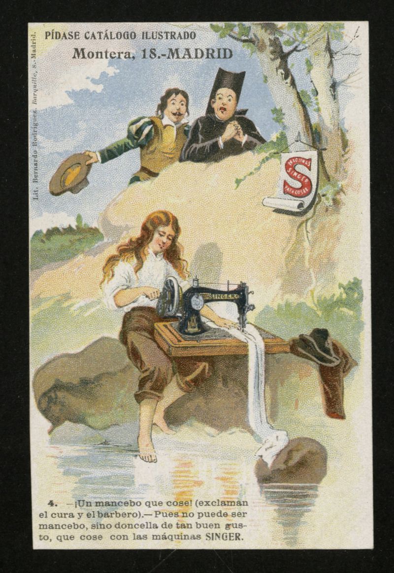 Don Quijote de la Mancha : Tarjetas postales hechas para anuncio de la Casa Singer de máquinas de coser (4)