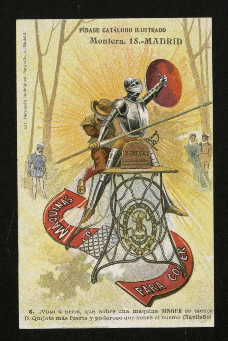 Don Quijote de la Mancha : Tarjetas postales hechas para anuncio de la Casa Singer de máquinas de coser (6)