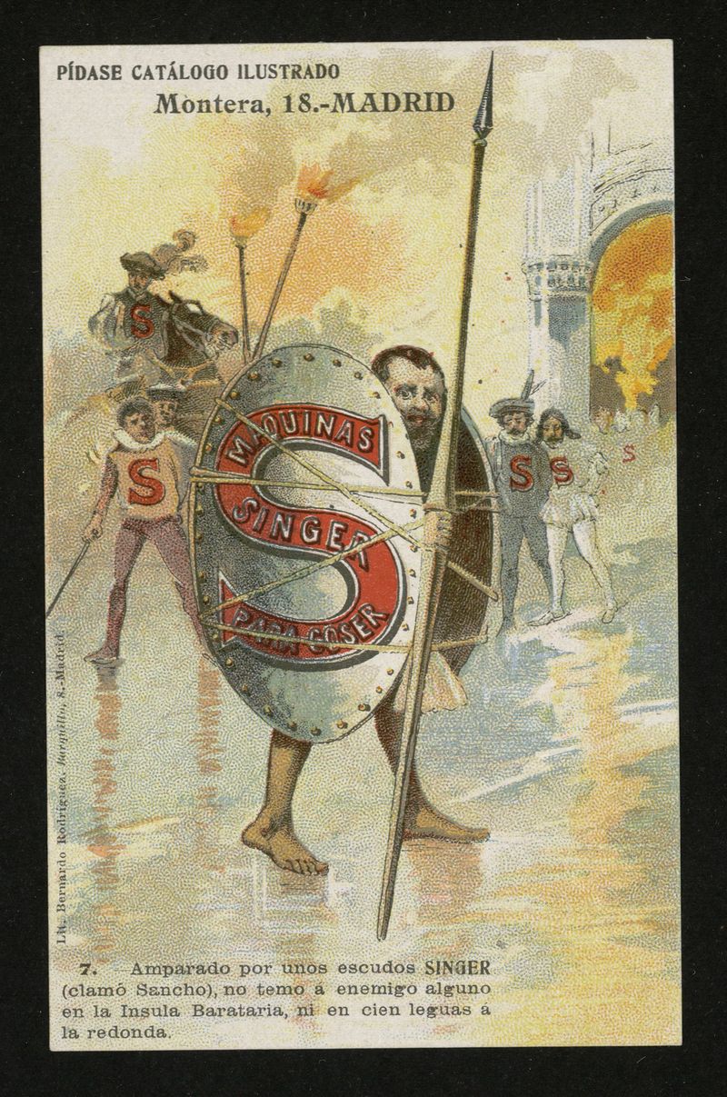 Don Quijote de la Mancha : Tarjetas postales hechas para anuncio de la Casa Singer de máquinas de coser (7)