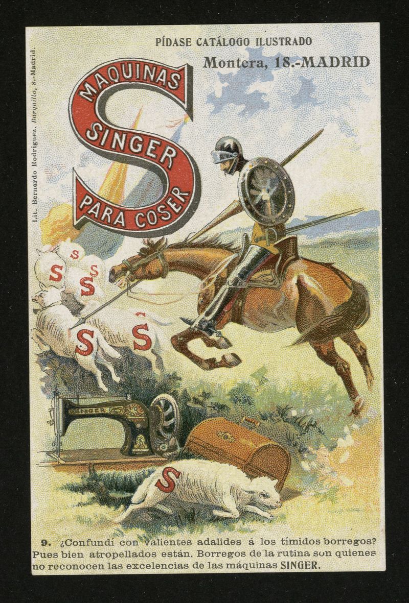 Don Quijote de la Mancha : Tarjetas postales hechas para anuncio de la Casa Singer de máquinas de coser (9)