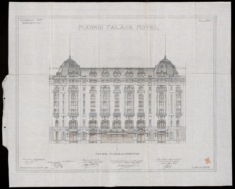 Expediente con 16 planos pertenecientes al Hotel Palace fechados el 14 de septiembre de 1910