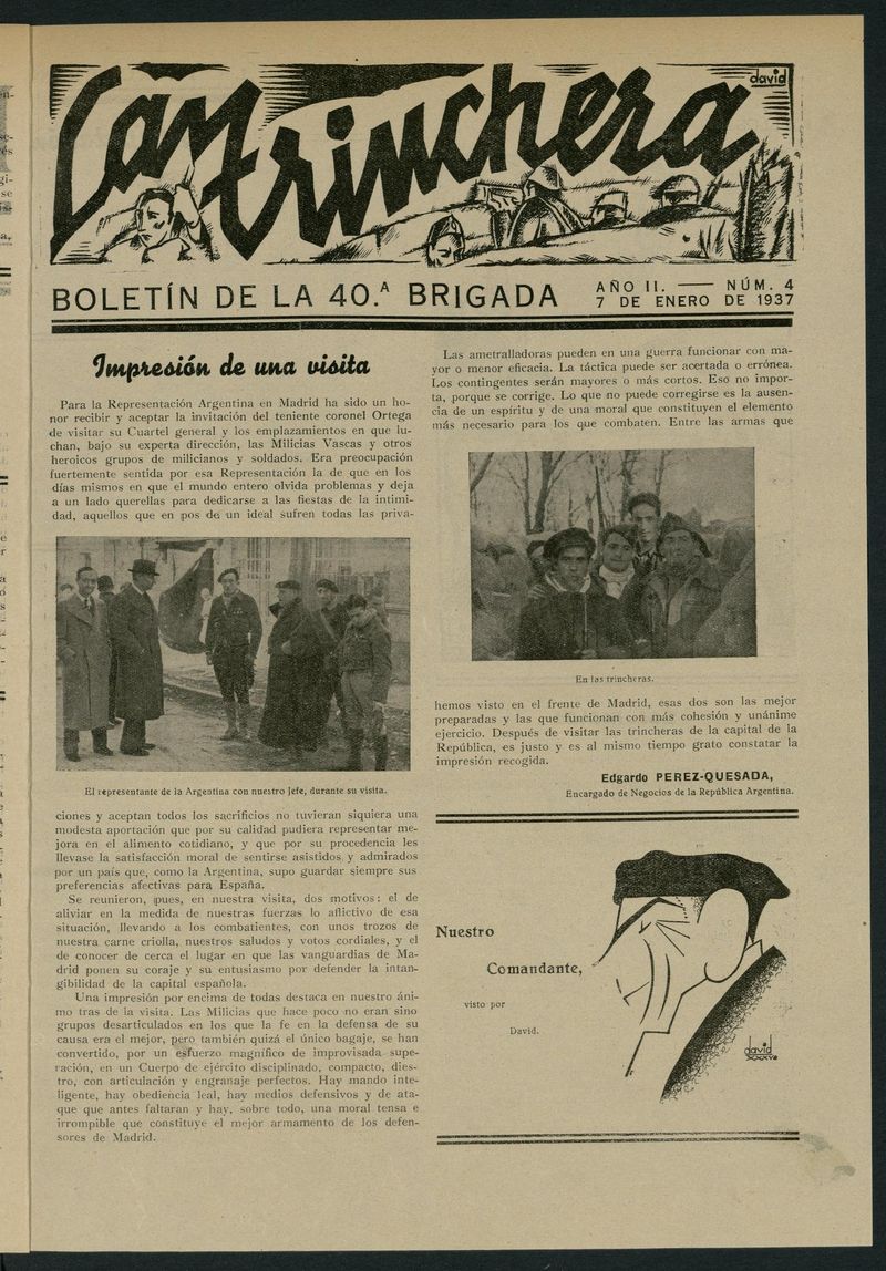 La Trinchera: boletn del Frente Moncloa del 7 de enero de 1937. N 4