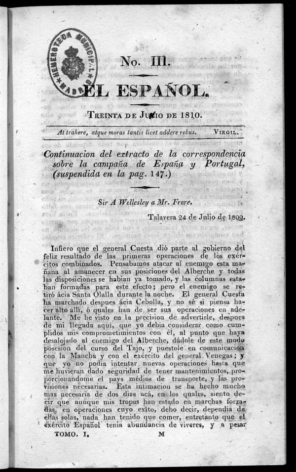 El Español. Nº III, 30 de junio de 1810.