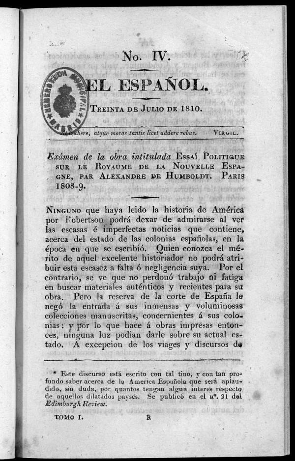 El Espaol. N IV, 30 de julio de 1810.