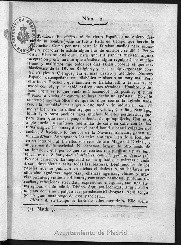 Guerrilleros por la Religin, la Patria, y el Rey, o diario-polmico-religioso de La Corua. Nmero 2