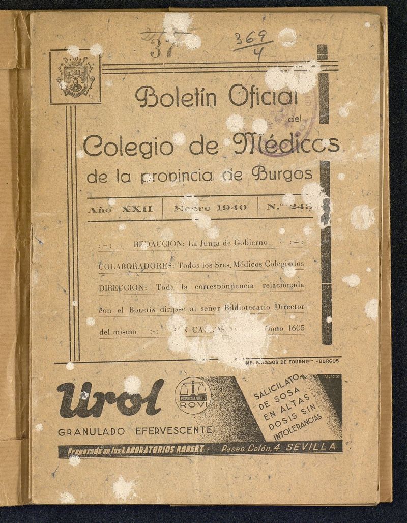 Boletn Oficial del Colegio de Mdicos de la Provincia de Burgos