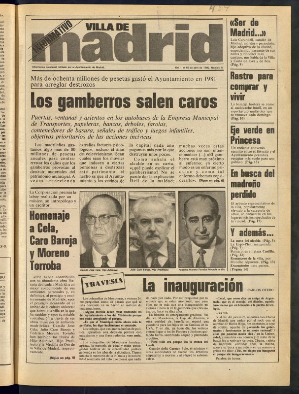 Villa de Madrid: informativo quincenal del 1 de abril de 1982, n 5