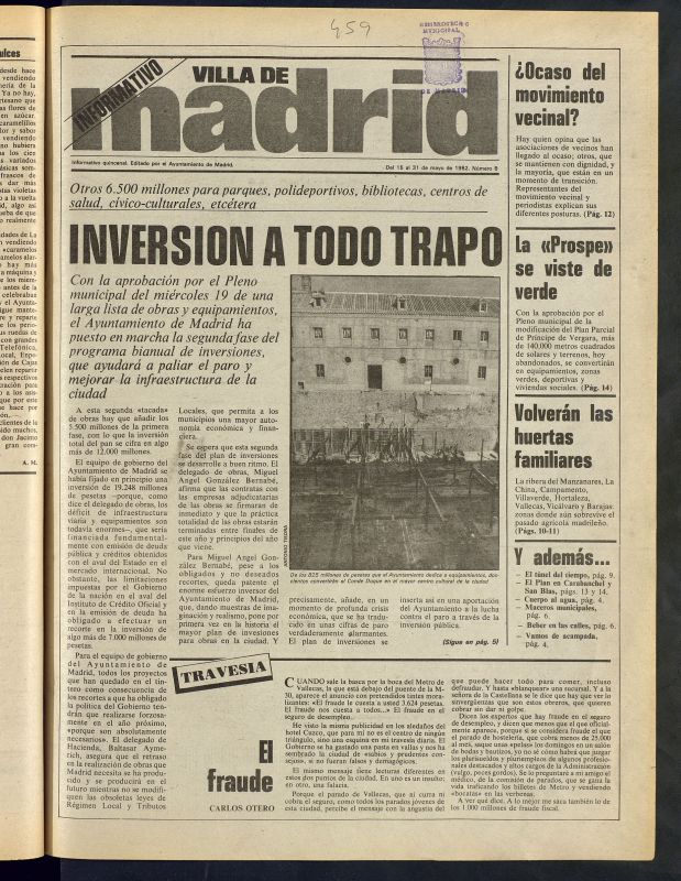 Villa de Madrid: informativo quincenal del 15 de mayo de 1982, n 8