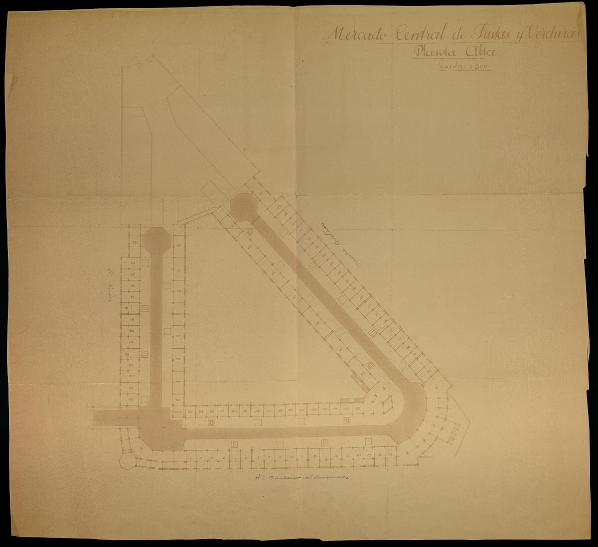 Planos del expediente de obra referido al antiguo Mercado de Frutas y Verduras de Madrid