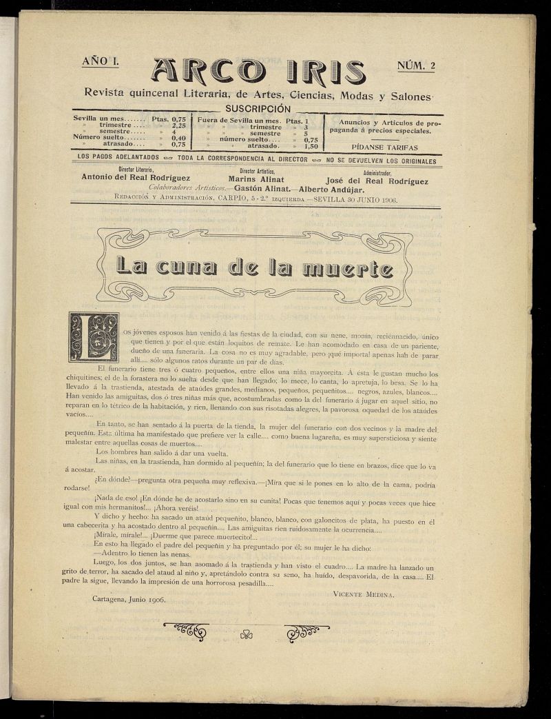 Arco Iris: revista literaria de artes, ciencias, modas y salones del 30 de junio de 1906, n 2