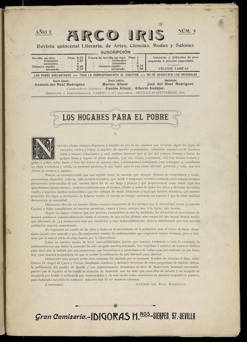 Arco Iris: revista literaria de artes, ciencias, modas y salones del 30 de septiembre de 1906, n 8