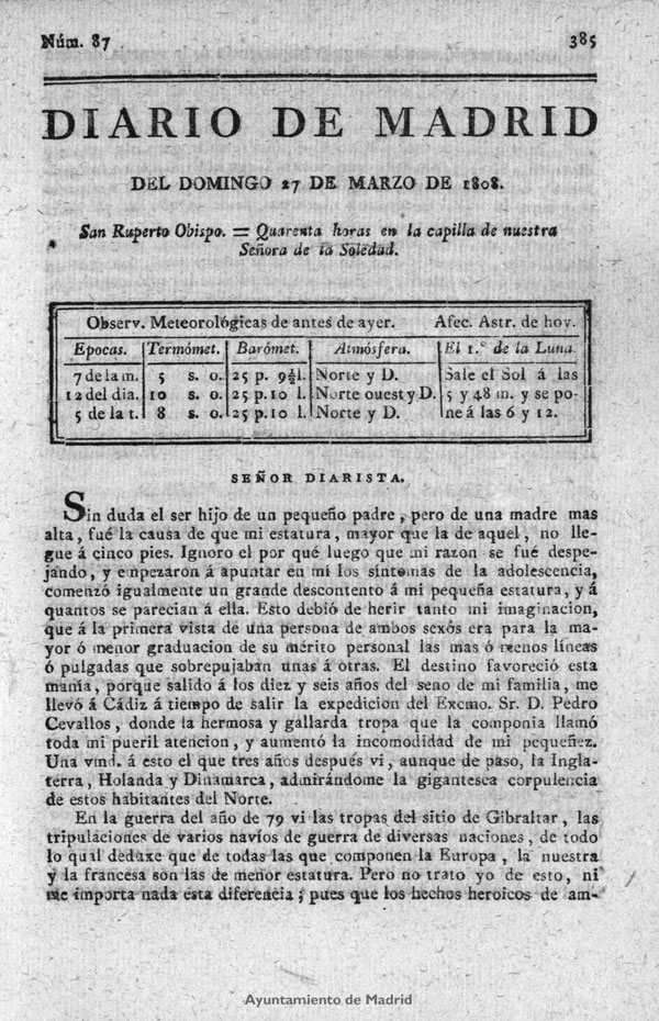 Diario de Madrid del domingo 27 de Marzo de 1808