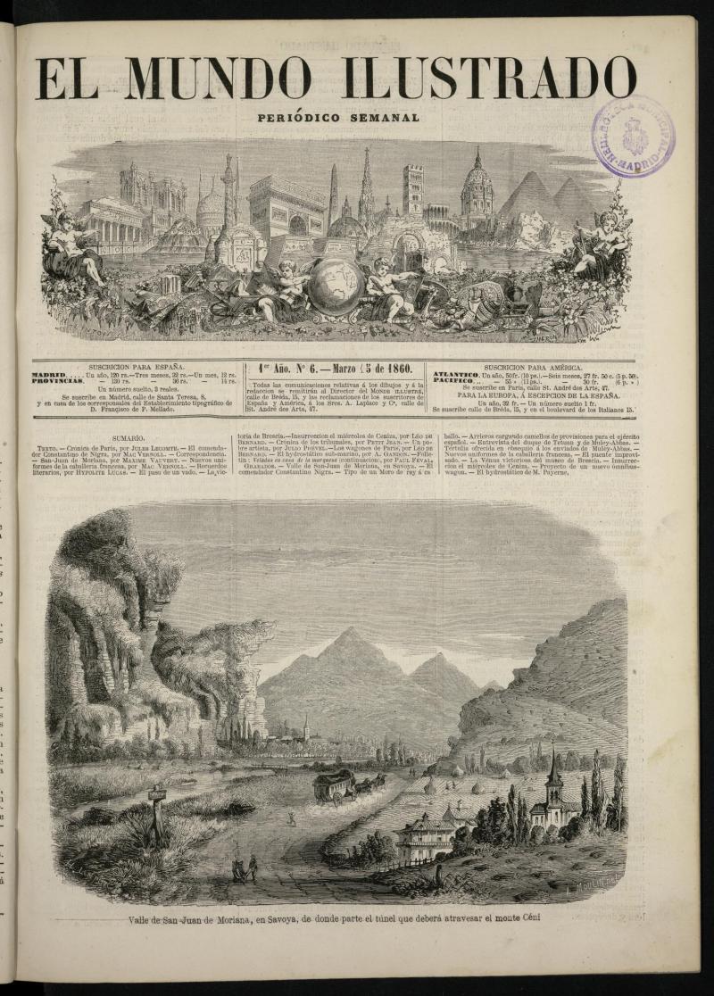 El Mundo Ilustrado: peridico semanal del 15 de marzo de 1860, n 6