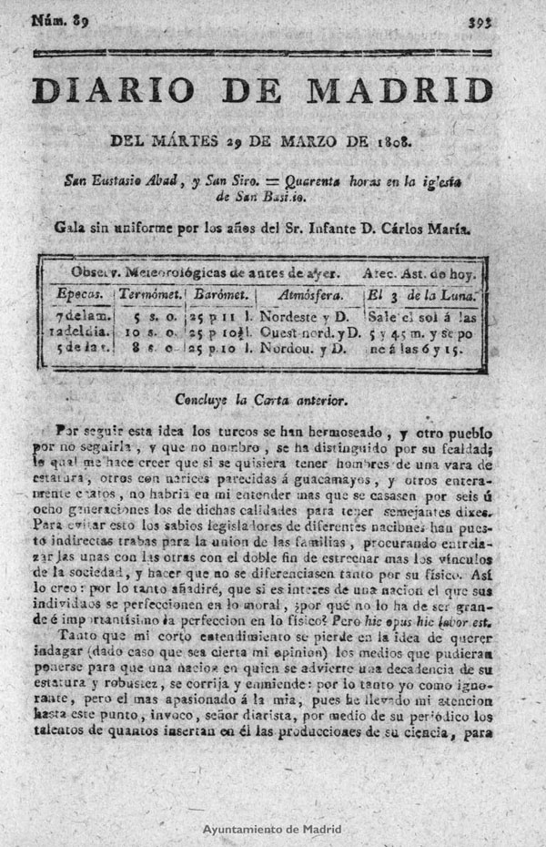 Diario de Madrid del martes 29 de Marzo de 1808