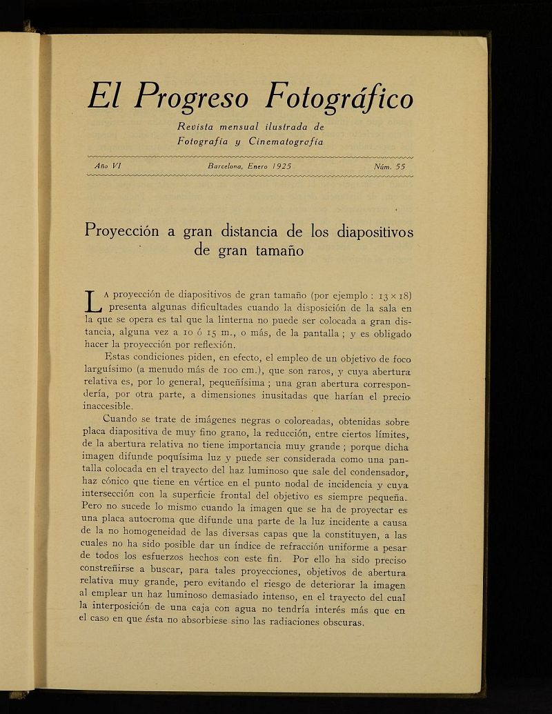 El Progreso Fotogrfico : revista mensual ilustrada de fotografa y cinematografa de enero de 1925, n 55