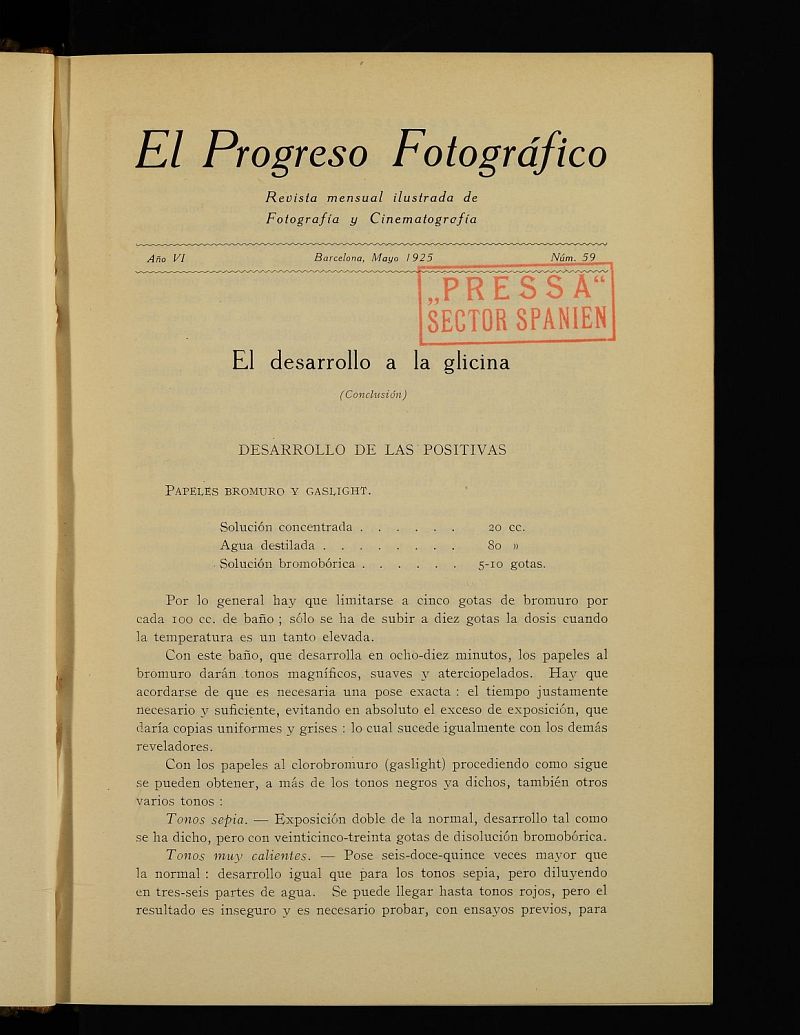 El Progreso Fotogrfico : revista mensual ilustrada de fotografa y cinematografa de mayo de 1925, n 59