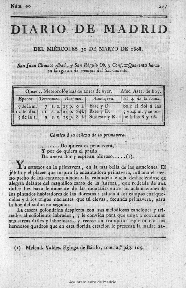 Diario de Madrid del mircoles 30 de Marzo de 1808