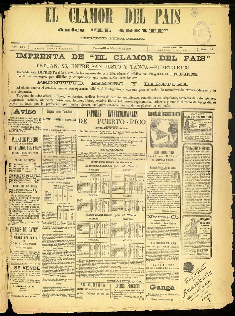 El Clamor del Pas del 15 de marzo de 1888, n 32