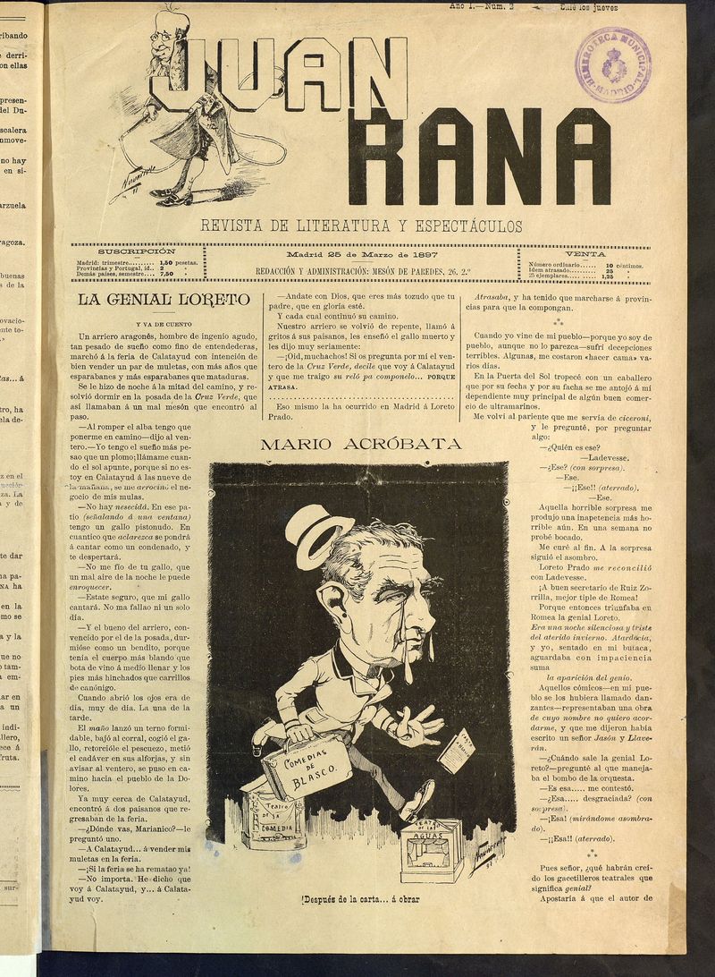 Juan Rana: revista de literatura y espectculos del 25 de marzo de 1897