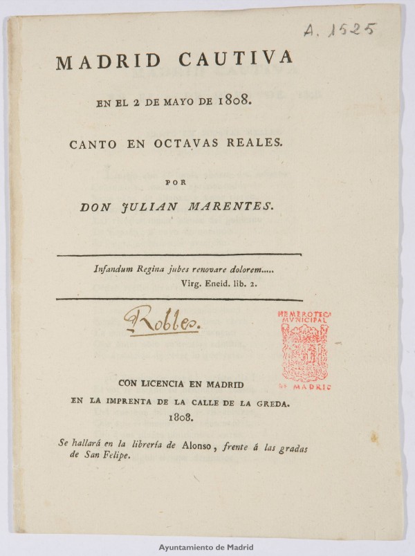 Madrid cautiva en el 2 de mayo de 1808: Canto en octavas reales 