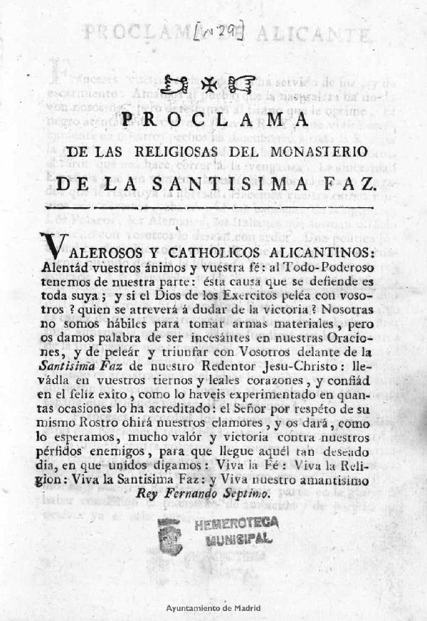 Proclama de las religiosas del monasterio de la Santsima Faz