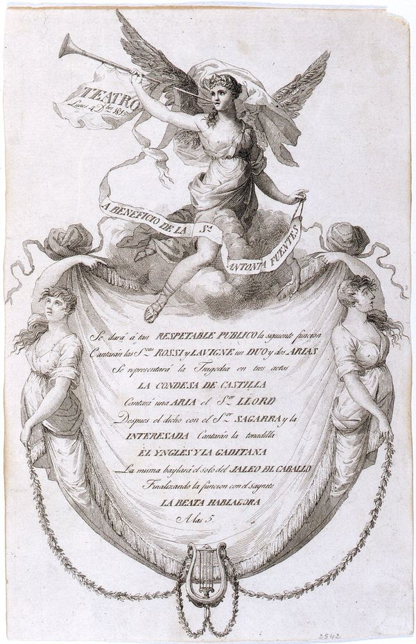 Programa de mano de una función de teatro. 4 de diciembre de 1815