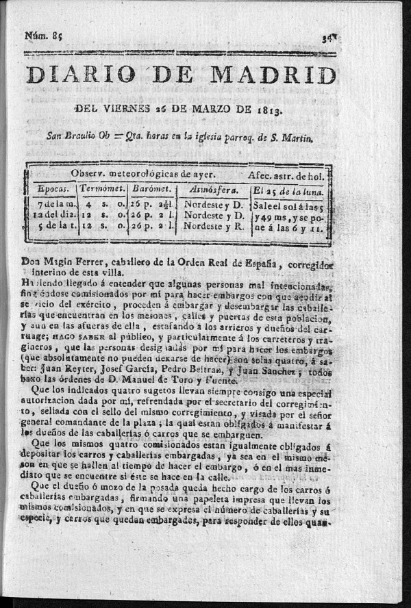 Diario de Madrid Viernes 26 de Marzo de 1813