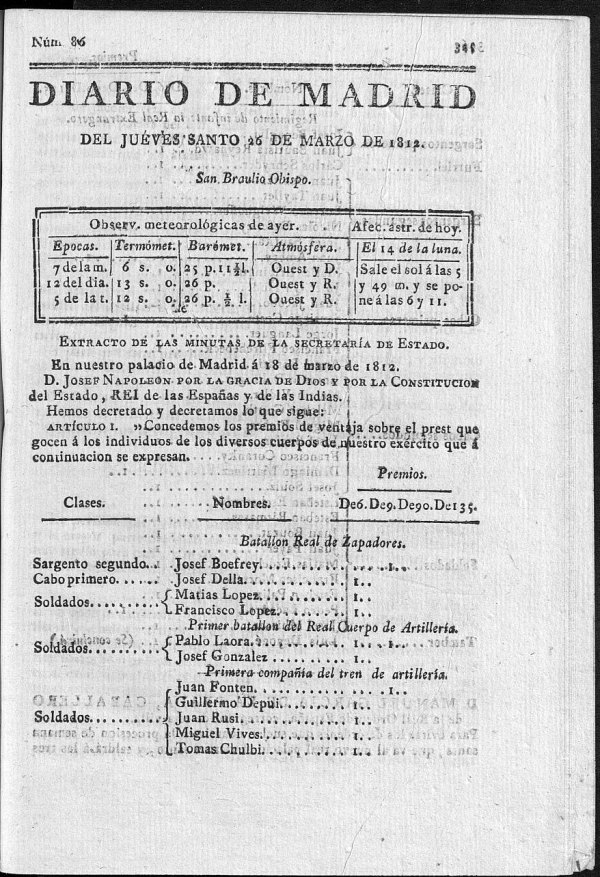 Diario de Madrid del jueves 26 de Marzo de 1812