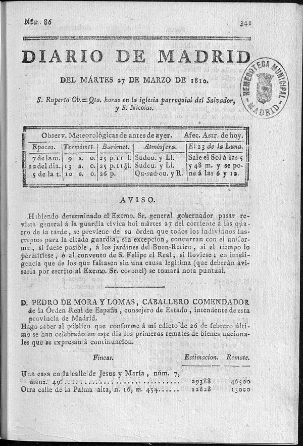 Diario de Madrid del martes 27 de Marzo de 1810