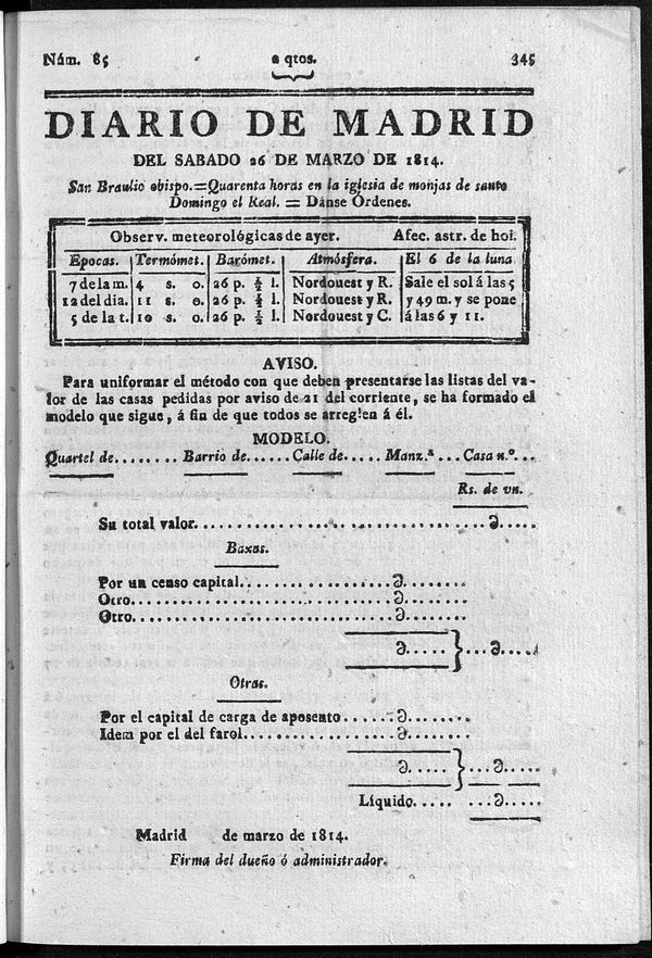 Diario de Madrid del sábado 26 de Marzo de 1814
