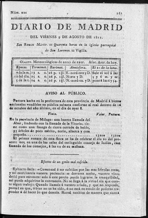 Diario de Madrid del viernes 9 de Agosto de 1811