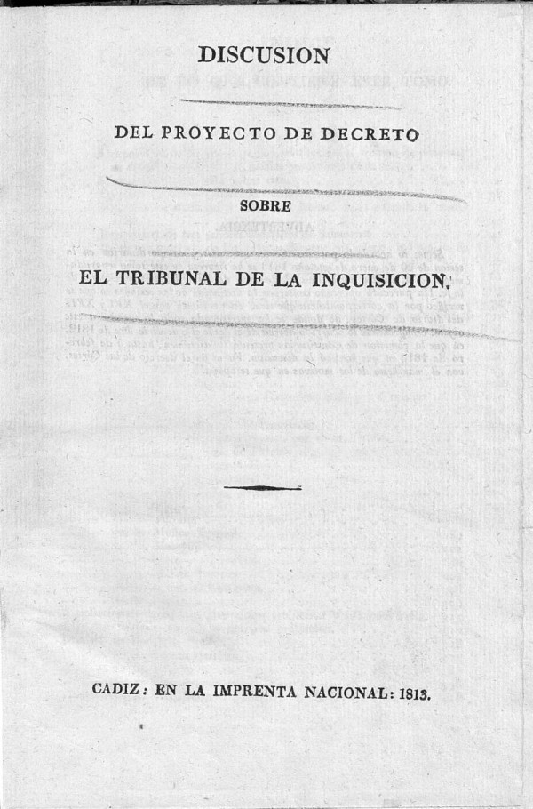 Discusin del proyecto de decreto sobre el Tribunal de la Inquisicin. Sesin del 4 de enero de 1813