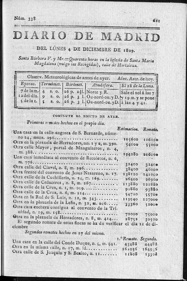 Diario de Madrid lunes 4 de Diciembre de 1809