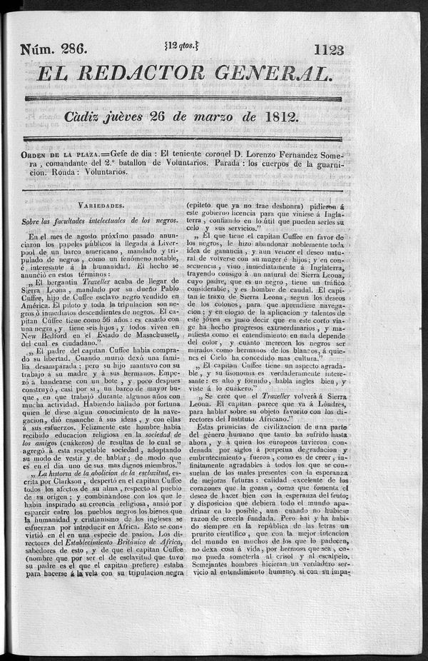 Redactor General del jueves 26 de marzo 1812