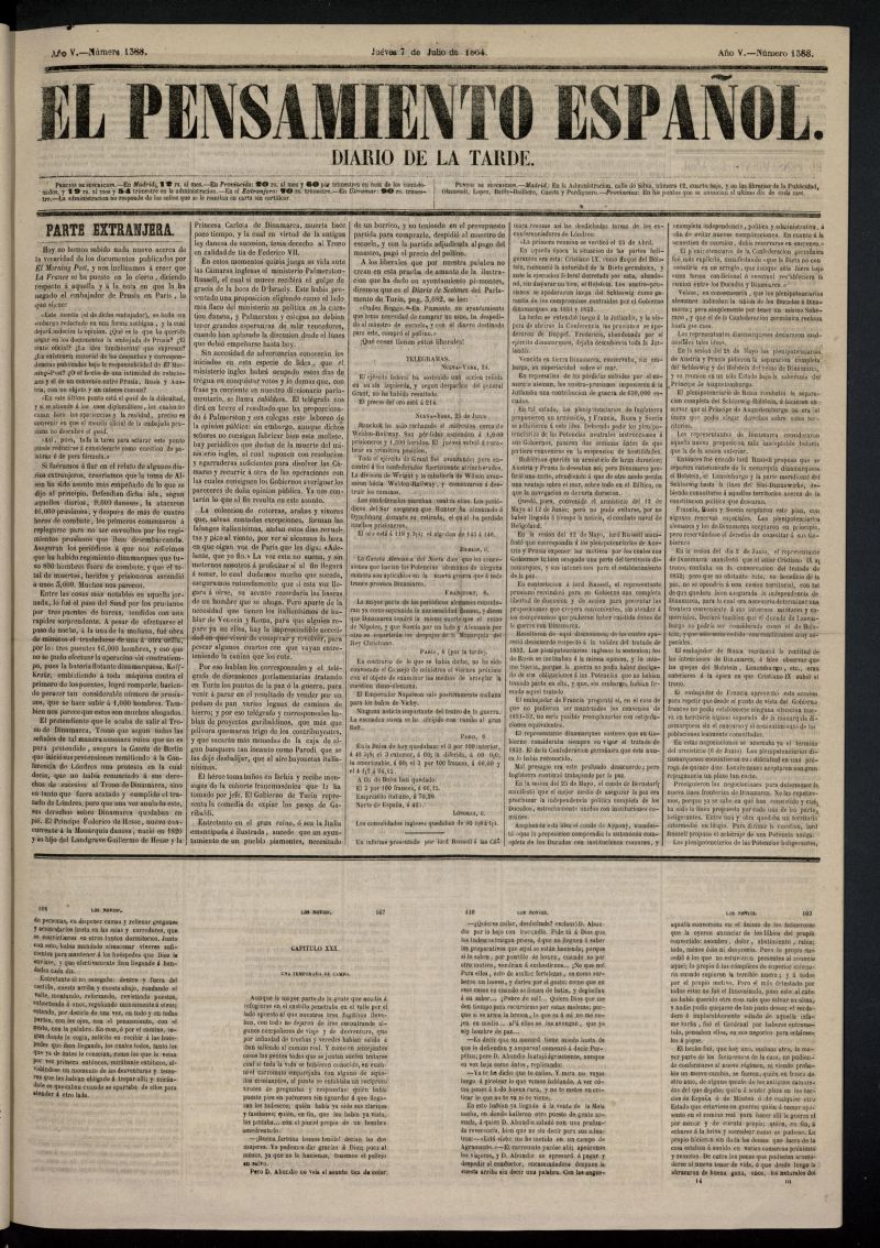 El Pensamiento Español del 7 de julio de 1864, nº 1388