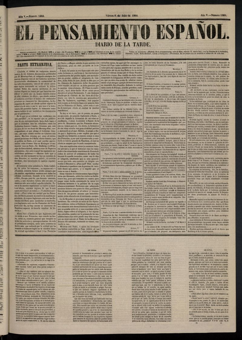 El Pensamiento Español del 8 de julio de 1864, nº 1389