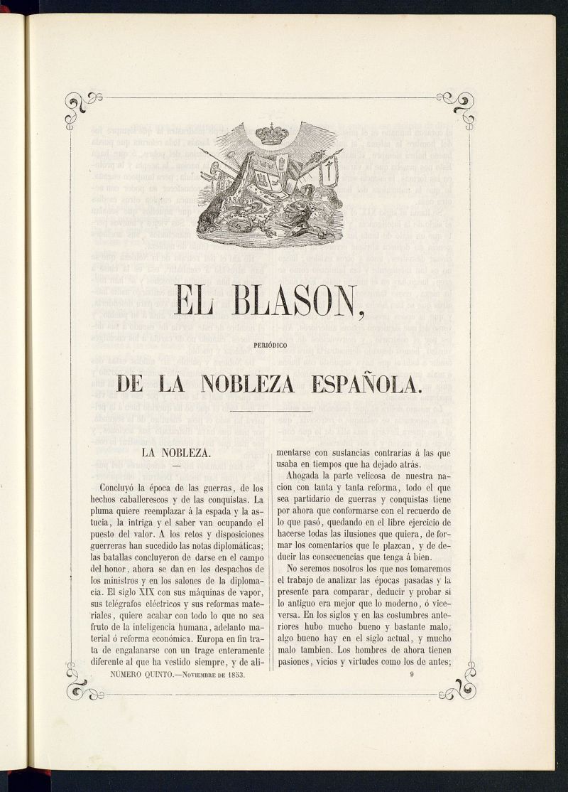 El Blasn: peridico de la nobleza espaola de noviembre de 1853, n 5