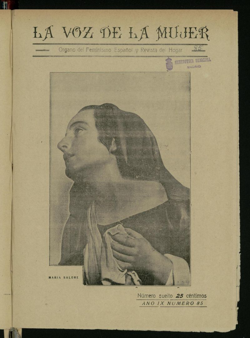 La Voz de la Mujer: revista mensual dedicada a la defensa de la mujer espaola del 20 de junio de 1925, n 85
