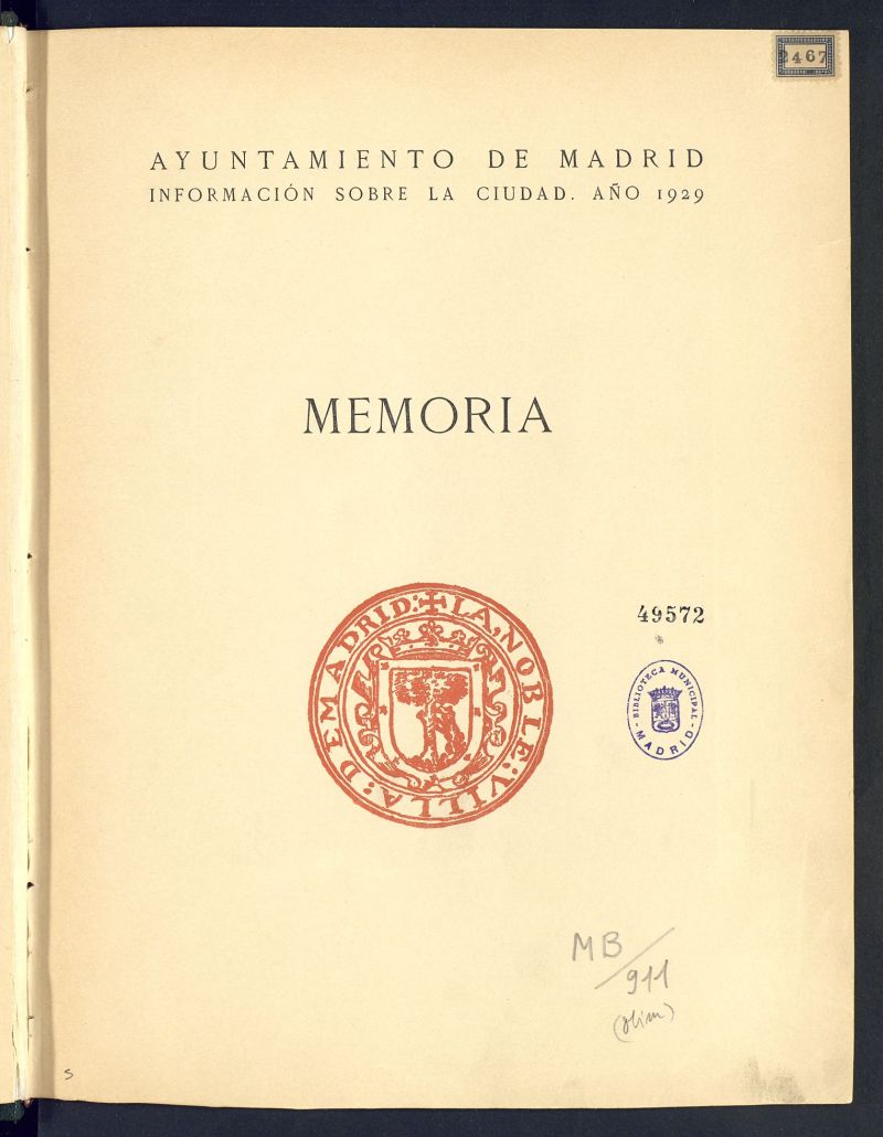 Memoria: información sobre la ciudad, año 1929
