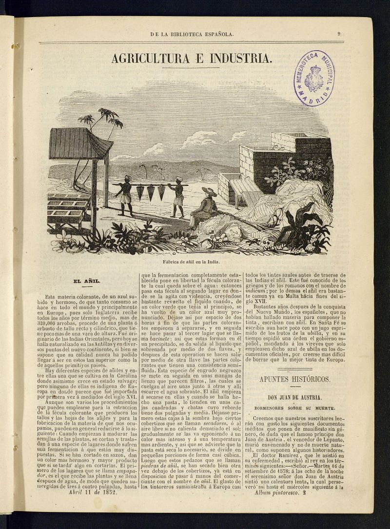 Álbum Pintoresco de la Biblioteca Española del 11 de abril de 1852, nº 2