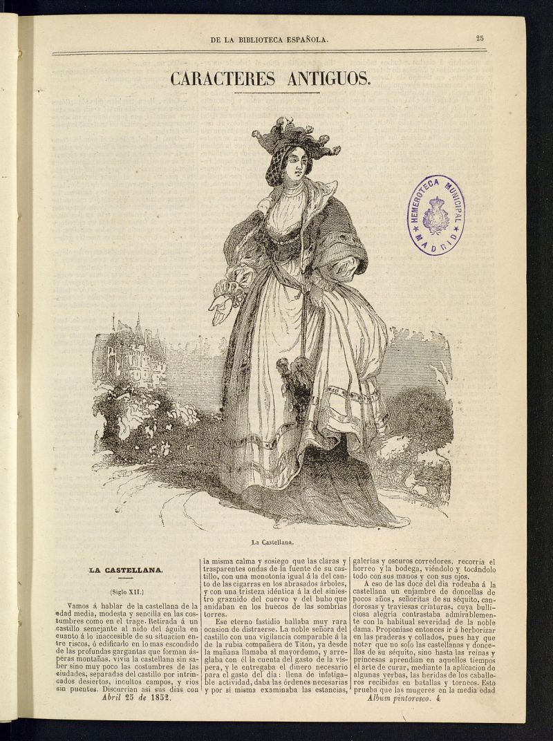 Álbum Pintoresco de la Biblioteca Española del 25 de abril de 1852, nº 4