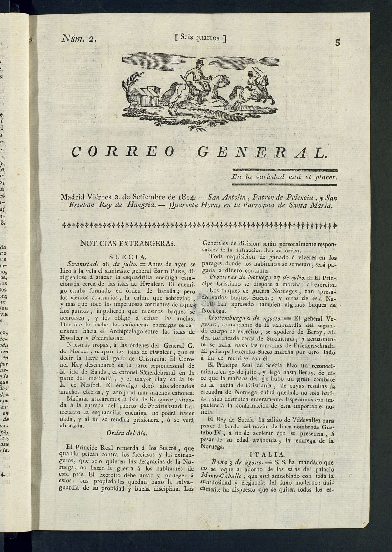 Correo General del 2 de septiembre de 1814, n 2