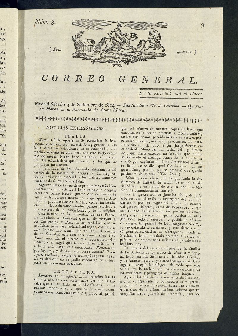 Correo General del 3 de septiembre de 1814, n 3