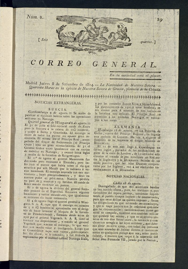 Correo General del 8 de septiembre de 1814, n 8