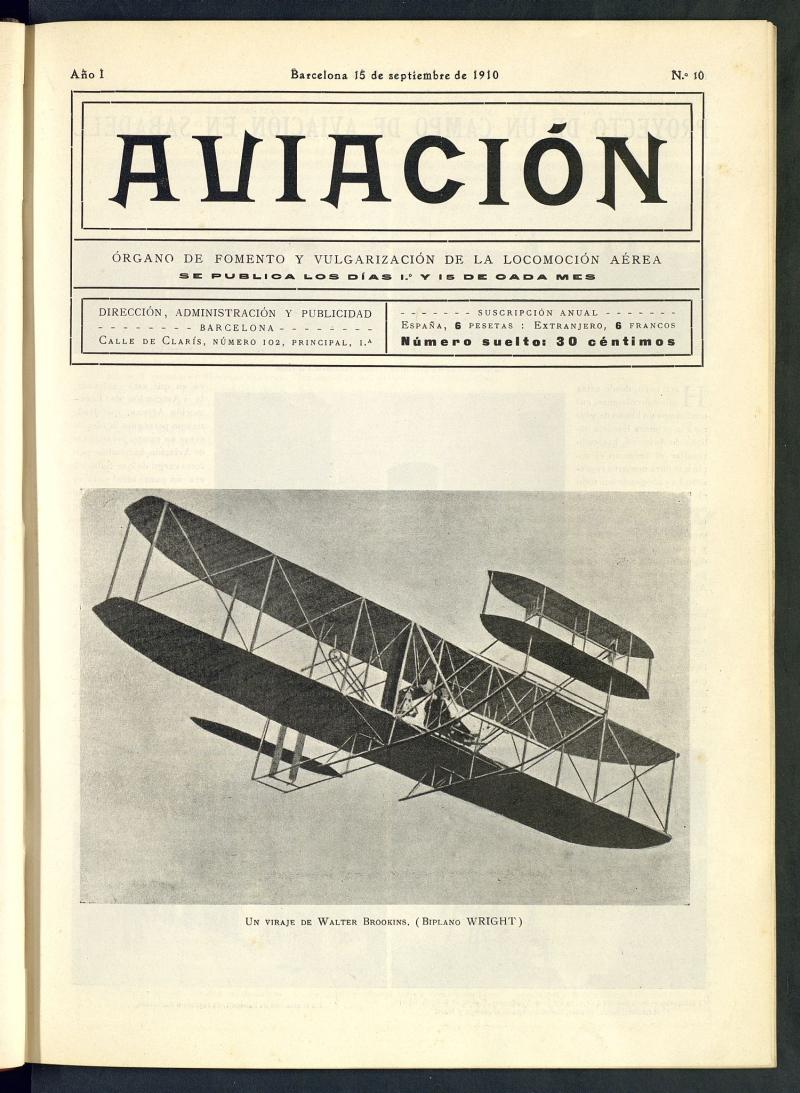 Aviacin (Barcelona) del 15 de septiembre de 1910, n 10