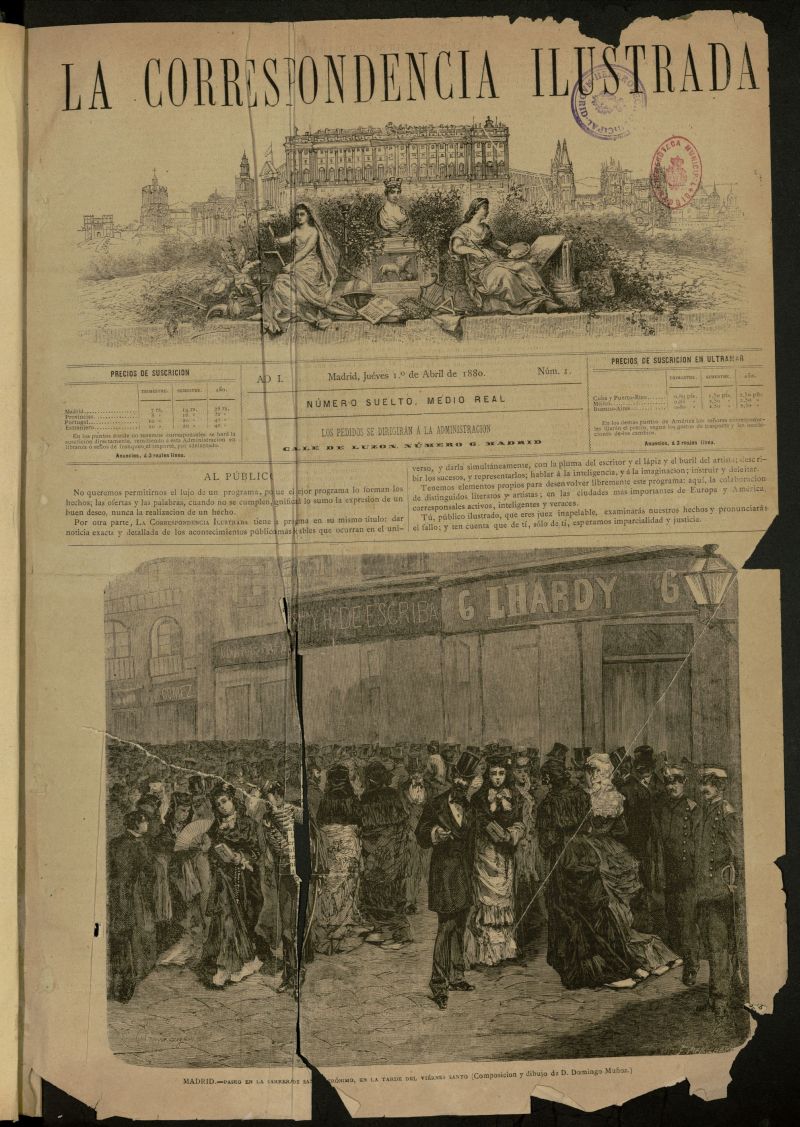 La Correspondencia Ilustrada del 1 de abril de 1880, n 1