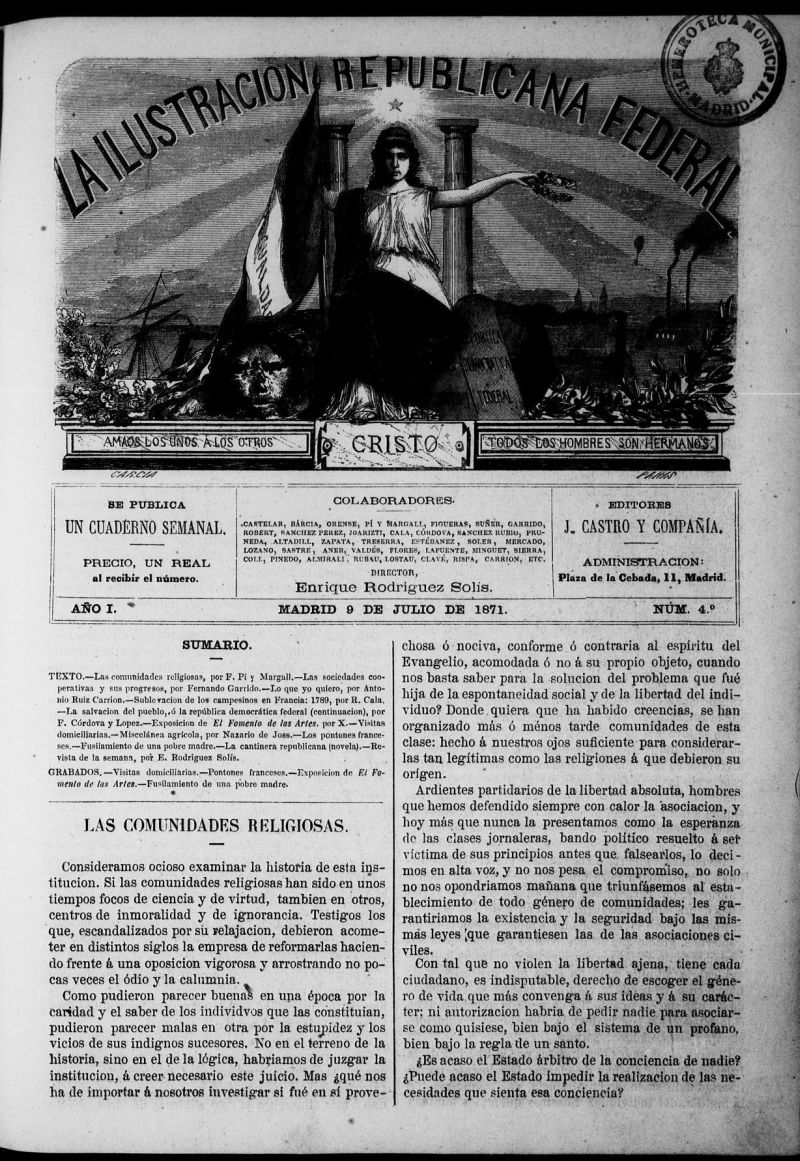 La ilustracion republicana federal del 9 de julio de 1871, n 4