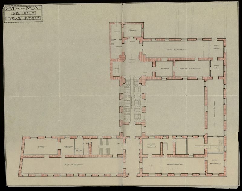 Planos del antiguo Hospicio para la restauración e instalación del Museo y la Biblioteca municipal