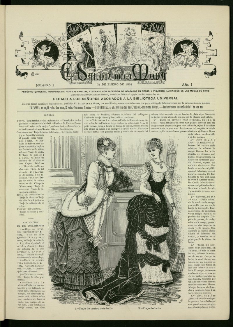 El Saln de la Moda : peridico quincenal indispensable para las familias del 21 de enero de 1884, n 2